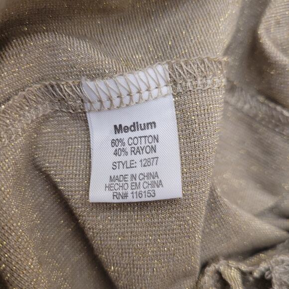 Poof Couture Gold Shimmery Cardigan Sweater Women’s Medium Lightweight Layering - Picture 6 of 9